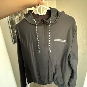 Vans Black Hooded Zip-Up Jacket with Contrast Drawcords